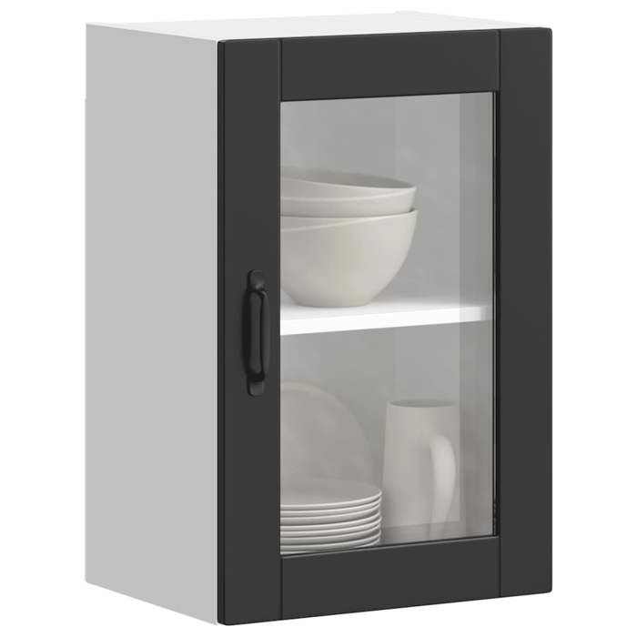 vidaXL Armoire murale de cuisine avec porte en verre Porto noir 854008