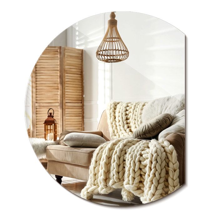 Miroir Mural Rond 68 Cm - Cadre Métal Noir, Déco Salle De Bain Ou Salon (neuf)