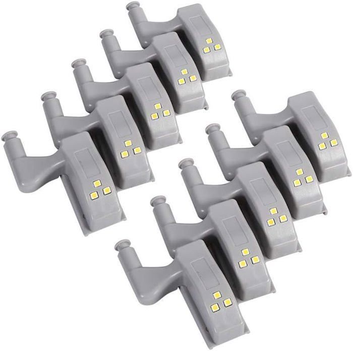 10 Pièces LED Charnière Capteur Lumière pour Placard Armoire Cuisine Lampe de Nuit Penderie (Cool White)