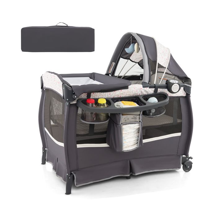 DREAMADE Lit Bébé Parapluie Pliable 4 en 1 avec Berceau