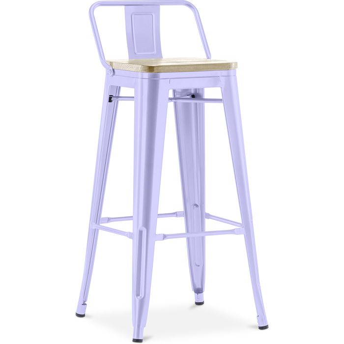 Tabouret de bar avec dossier - design industriel - 76 cm - Metalix Lavande