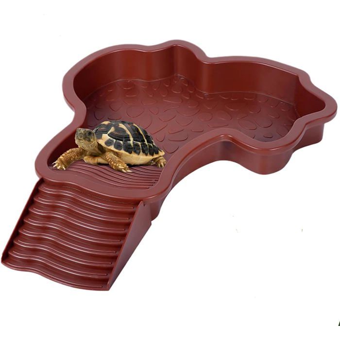 Meilleurs prix pour Abreuvoir Tortue TerrestrePlat deau Bassin pour Tortue Piscine RampeMangeoire Terrestrepour TortuesLéZards Et GeckoRed Brown