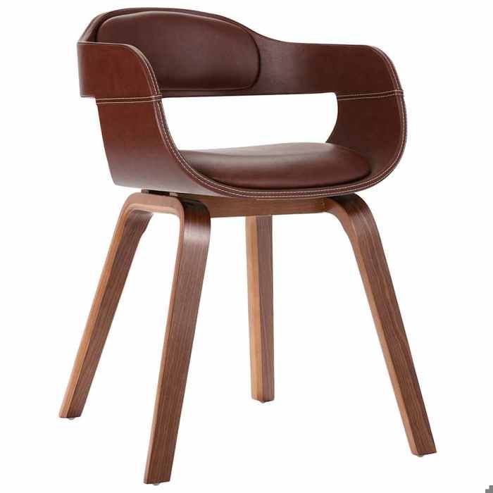 SOLDES dAutomne1x Chaise à Dîner Brun - Pied antidérapant - Chaise à manger Marron - bois courbé et similicuir - 49x51x70cm 996