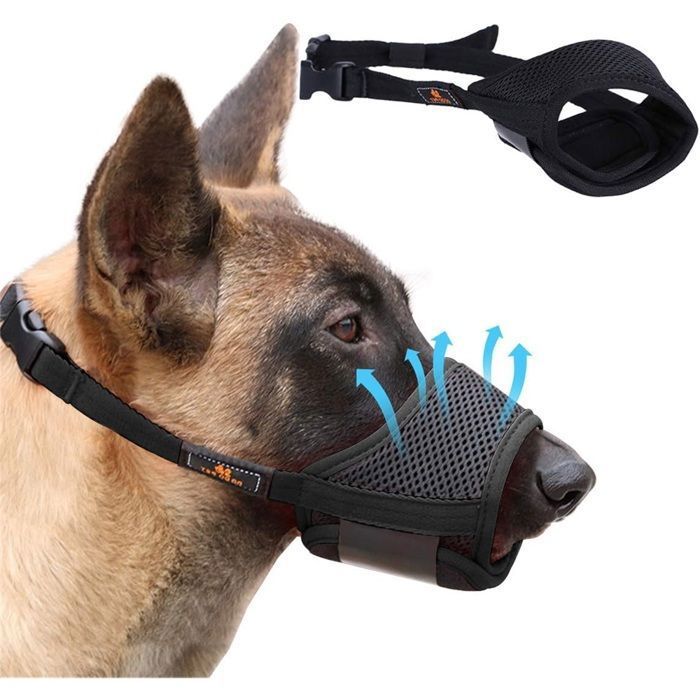 Muselière réglable pour chien - ULISEM - Anti aboiement - Maille respirante - Boucle sécurisée - Facile à nettoyer