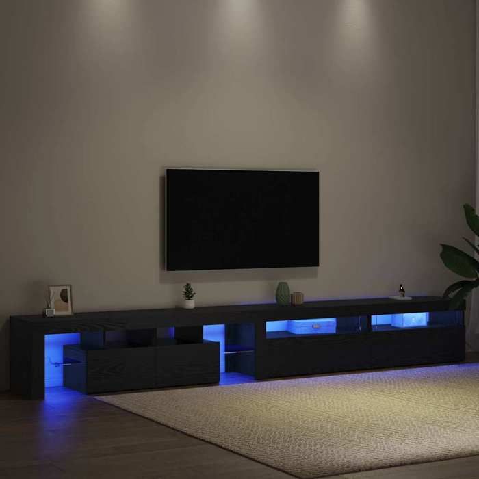 NEUF Armoires TV - Noir - Meuble TV 3 pcs - pour maison - Chêne noir 260x37x40 cm - Bois dingénierie TT1227