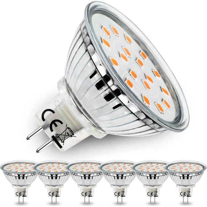 Ampoule GU5.3 LED MR16 12V 5W Equivalent à 45W Lampe Halogène Blanc Chaud 3000K 120° Larges Faisceaux Non Dimmable Spot LED 6pcs
