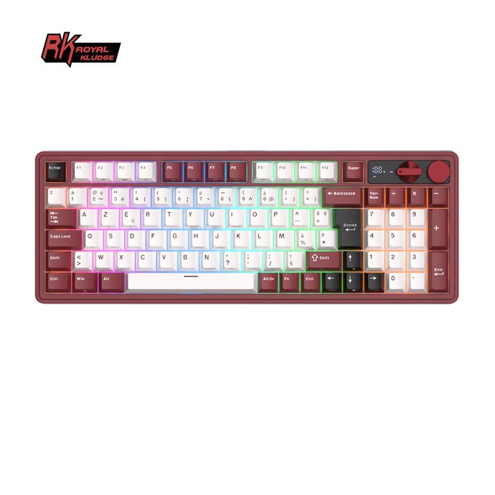 RK ROYAL KLUDGE M100 Clavier Gamer sans Fil 96% AZERTY Clavier MécaniqueBT/2.4G/USB-C8000mAhTouches PBT Hot-Swap Creamy Switches