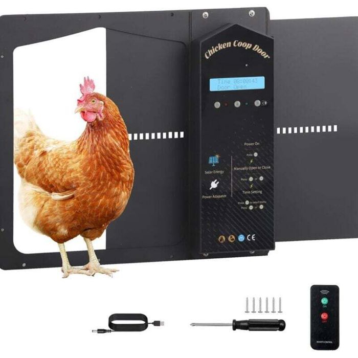 Meilleurs prix pour Porte poulailler automatique solaire - PZCC - Minuterie - Télécommande - Capteur de lumière - Écran LCD