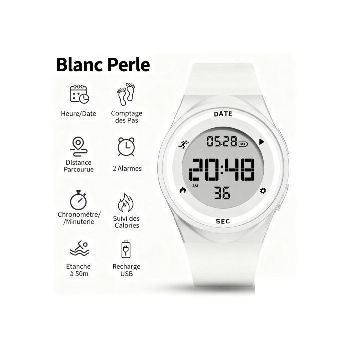 Montre podomètre numérique étanche tracker dactivité sans Bluetooth compteur de pas distance vibration