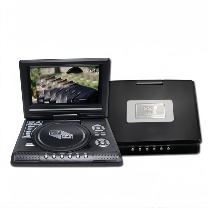 Lecteur DVD portable grand écran HD pivotant à 270° USB/SD haut-parleurs intégrés grande autonomie noir