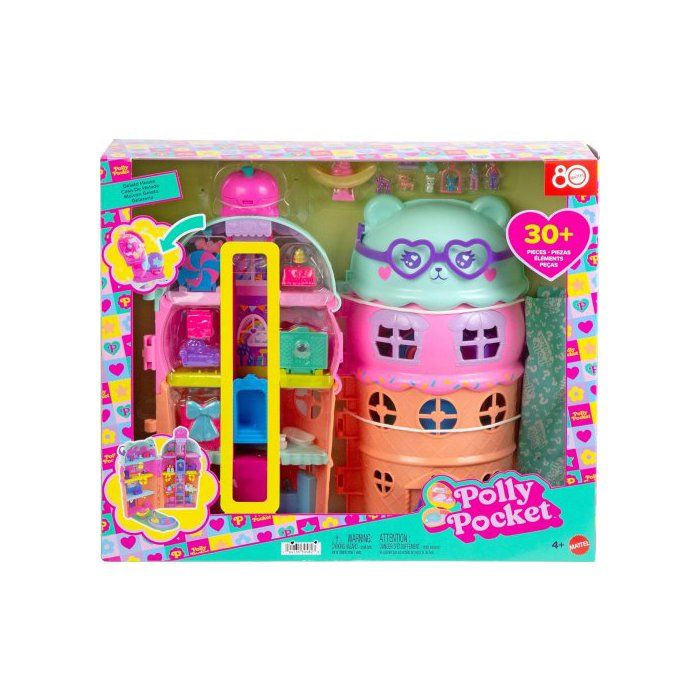 Coffret Maison Cornet de Glace + 2 figurines + 24 Accessoires - Set Jouet Fille Mini monde + Carte offerte - Mini Poupee