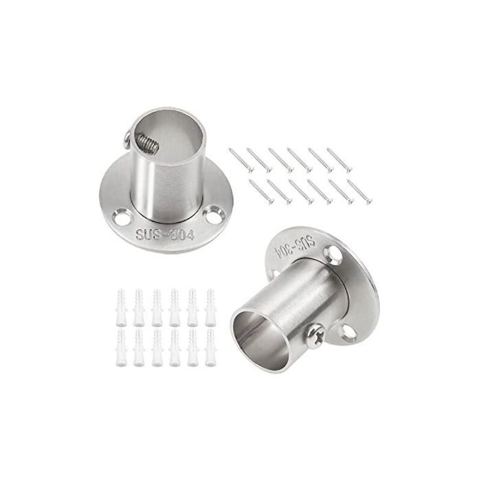 Lot de 4 supports de tringle de penderie pour tube de 22 mm en acier inoxydable argenté pour douche
