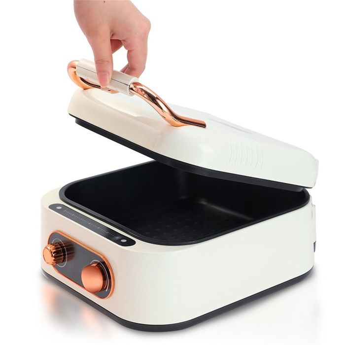Mijoteuse électrique 25 L revêtement antiadhésif chauffage double face régulation de la température facile à nettoyer blanc