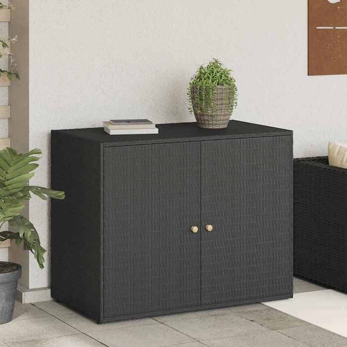 Vintage Armoire Haute/Placard Extérieur - Noir - Armoire de rangement de jardin Noir 100x555x80cm Résine tressée _00408186