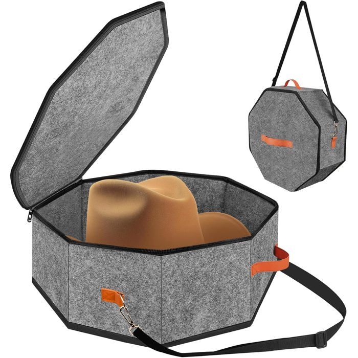 Boîte De Rangement Pour Chapeaux Pliable En Feutre Avec Poignées Et Bandoulière Pour Placard Et Voyage