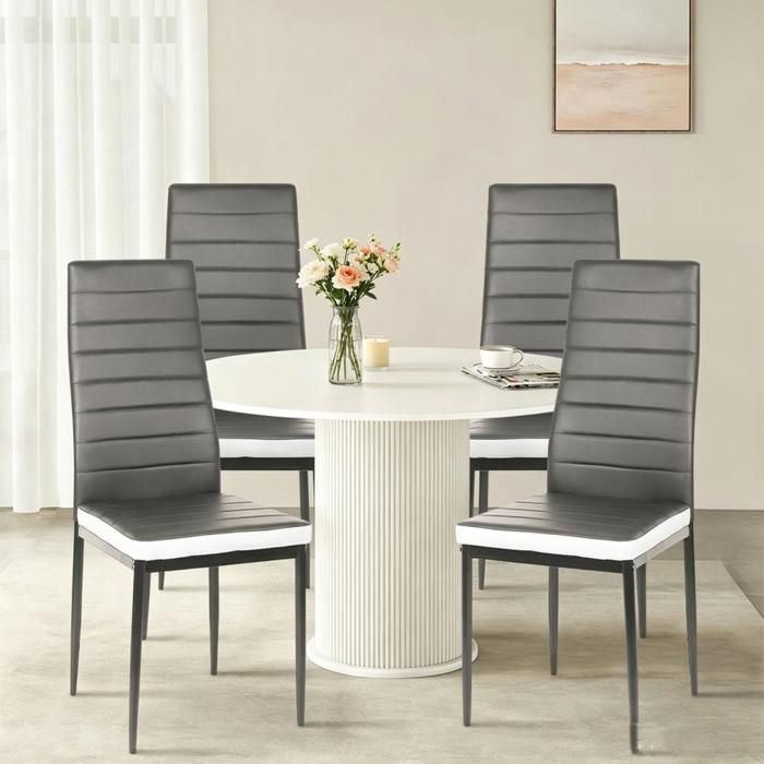VIVOLILV Chaises - Lot de 4 chaises de salle à manger ROMANE rembourré avec revêtement à laspect cuir - Pour Cuisine - Gris