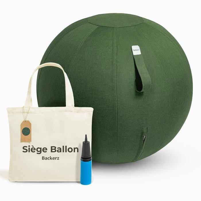 Siège Ballon 55cm - Balle intérieure PVC Résistante Capacité 110kg Caoutchouc Housse Lin Doux Lavable - Chaise Ballon Ergonomiq
