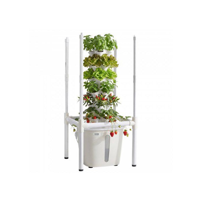 Tour Hydroponique 6 Étages 30 Trous Système de Culture Hydroponique pour Herbes Fruits et Légumes avec Lampe de Croissance LED