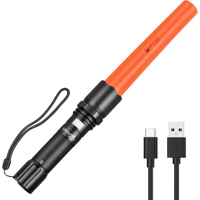 Lampe de poche LED rechargeable 619 lumens pour le contrôle de la circulation3 modes avec mode clignotant rouge