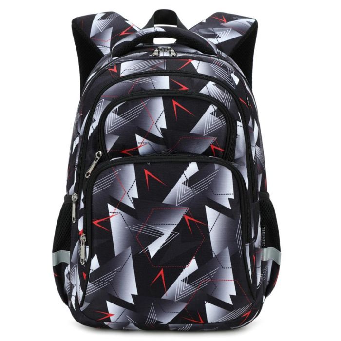 XJYDNCG Cartable Garçon Primaire Sac à Dos Enfant Imprimé Triangle Imperméable 42x30x15cm - Noir