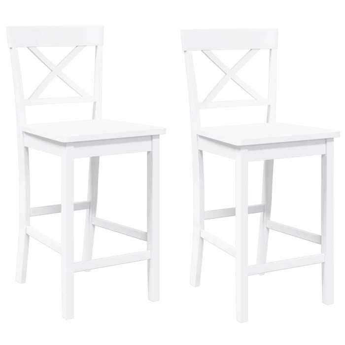 Les SoldesTabourets de bar (Tabourets Cuisine - (2 pcs) - 2 personnes -) en bois massif blanc et caoutchouc(41x465x955 cm) u