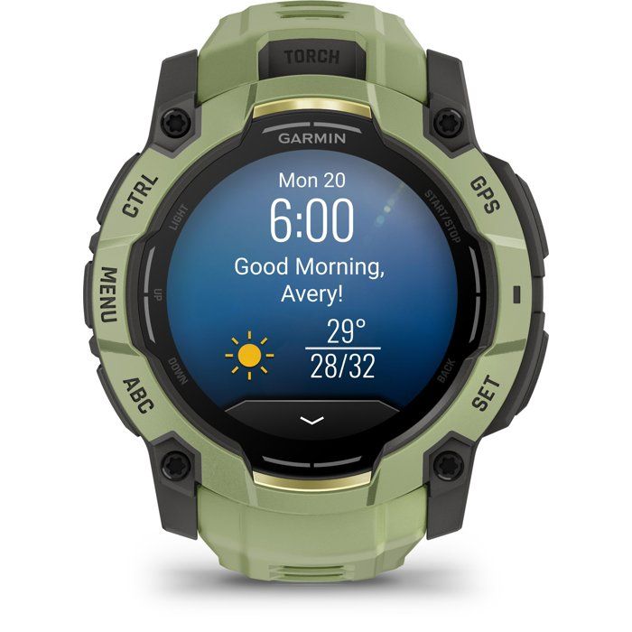 Montre - GARMIN - Instinct 3 AMOLED - 50 mm - Vert sauge - Bracelet silicone vert sauge