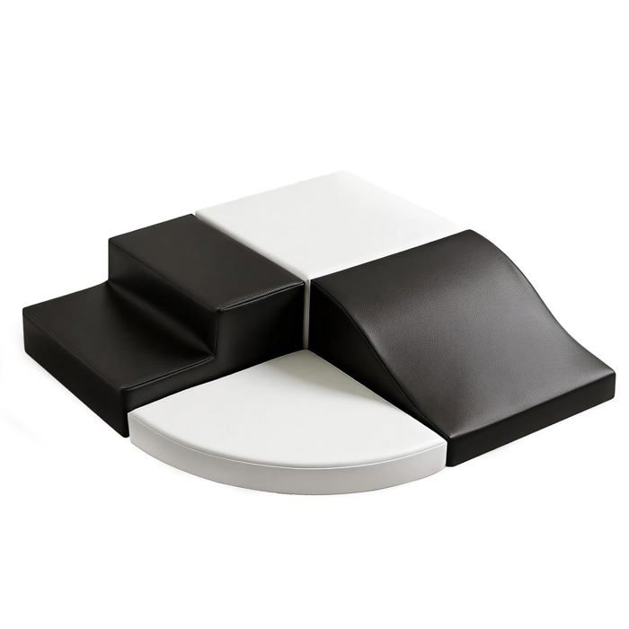 Parcours de motricité bébé - lot de 4 blocs en mousse simili cuir - empilables et imperméables jeu éducatif