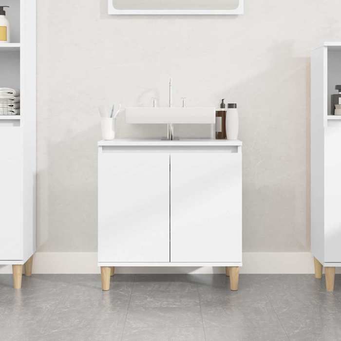 Meuble sous lavabo - MAISON EXCLUSIVE - 58x33x60 cm - Blanc - Bois dingénierie résistant à lhumidité - Grand rangement