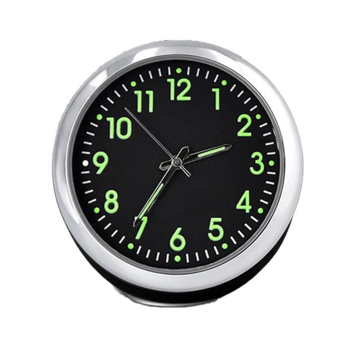 Horloge Analogique Fluorescente Pour Voiture - Diamètre 4 Cm - Mouvement à Quartz - À Coller Sur La Grille D'aération - Pile Bouton Incluse