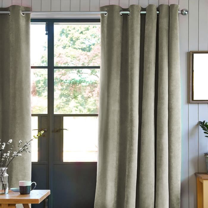 Rideau velours 100% Polyester - Taupe - 140x250 cm