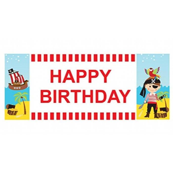 Support A Decorer Hd63h Theme Pirate Joyeux Anniversaire Banniere 5x2 Pieds Cdiscount Maison