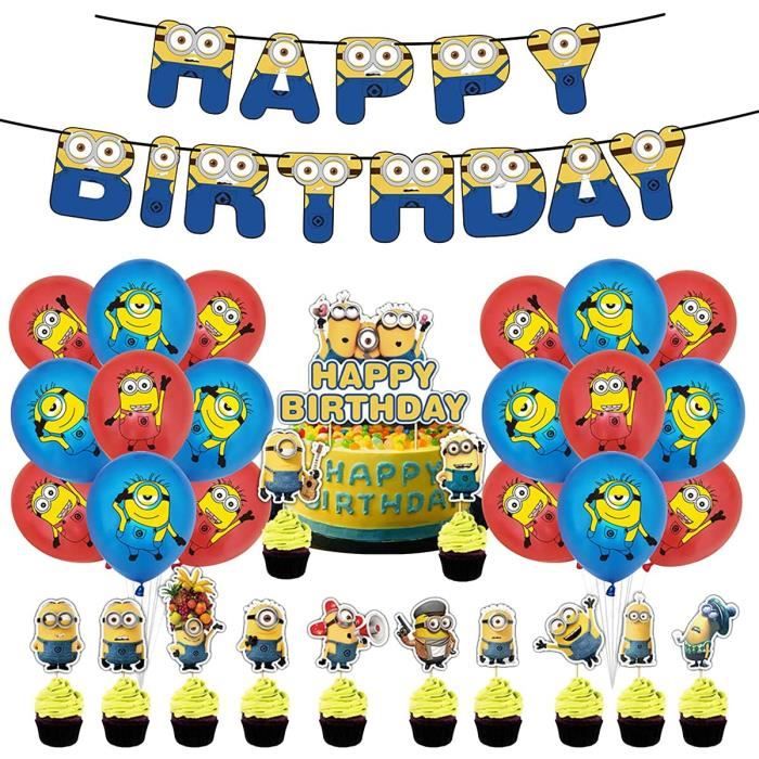 Minions Decorations De Fete 32pcs Decoration Anniversaire Des Minions Fete A Theme Minions Ballons Kit Decorations De Gateaux 772 Cdiscount Maison