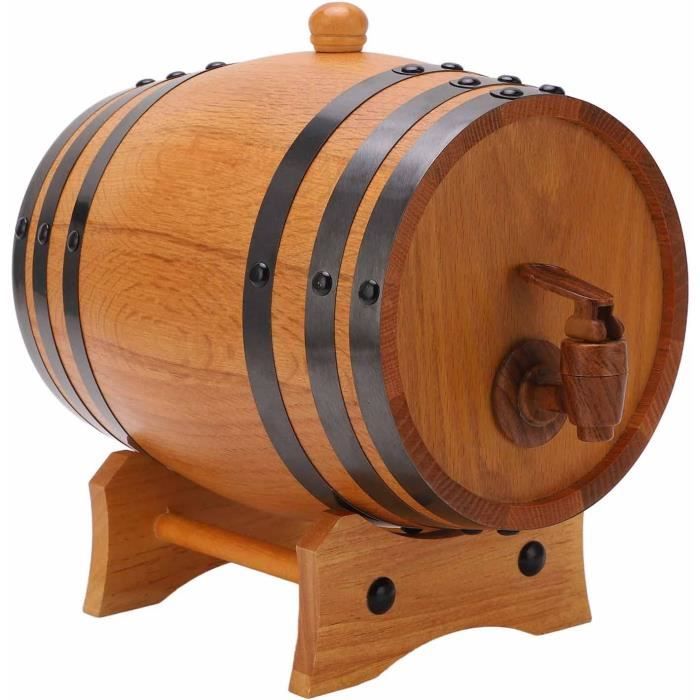 Décoration Bar Tonneau En Chêne 3L - Fût à Vin Et Whisky Avec Robinet - Rustique Tonneau Déco Bar Robinet Bois