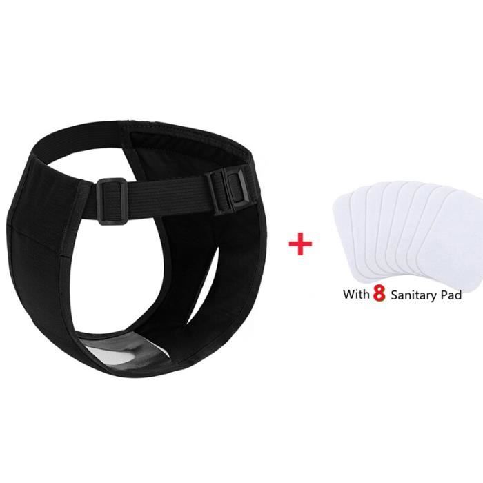Culotte Culottes avec 8 coussinets hygiéniques pour chiens réglables pantalons de protection contre la chaleur pour - Black-S[E64]