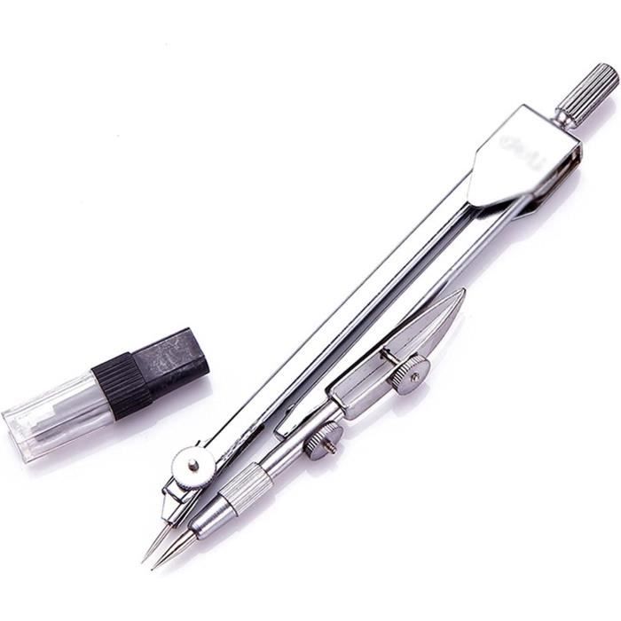 Kit De 7 Compas Professionnels En Métal - Pour Géométrie, Dessin, Bois - Avec Adaptateur Universel Et Accessoires