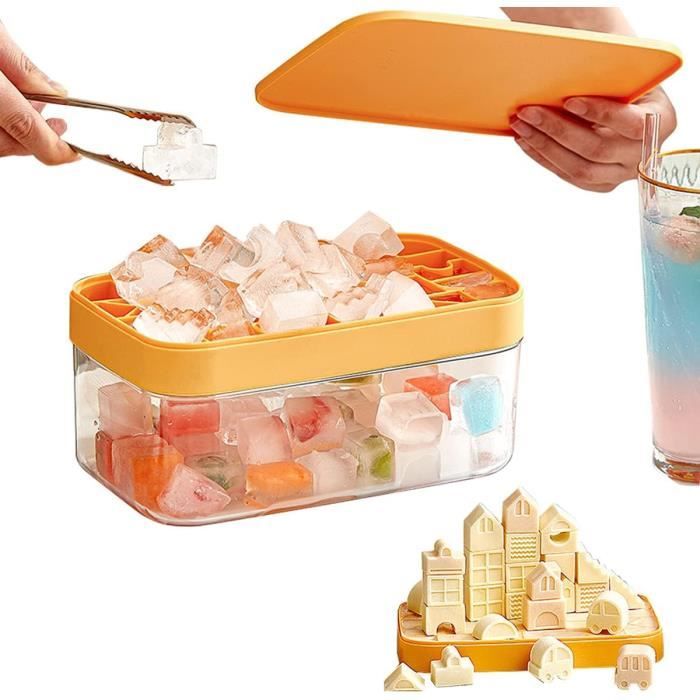 Bac à Glaçons En Silicone Avec Couvercle Anti-Fuite – 8 Gros Cubes – Démoulage Facile, Réutilisable Et Flexible (Couleur Aléatoire)