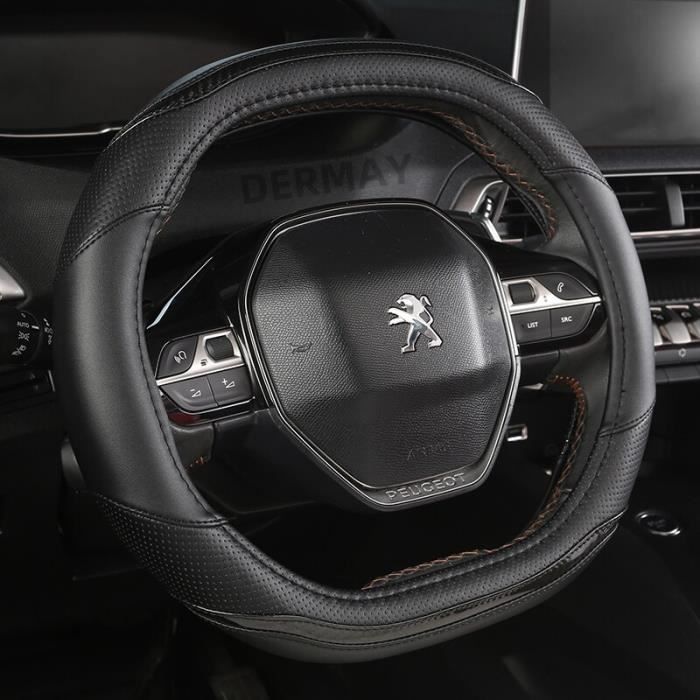 Noir - Pour Peugeot 3008 4008 5008 Rifter Partner couverture de volant de voiture en fibre de carbone + PU cu