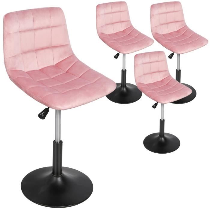 chaise de bar agnesg - lot de 4 - rose - montage facile - réglable en hauteur - tissu - intérieur