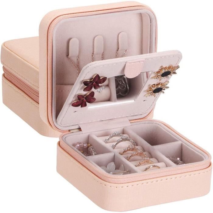 Boîte à Bijoux Voyage Uoxira – Portable En Cuir PU, Velours Intérieur, Rangement Organisé Pour Colliers, Boucles D'oreilles, Bagues – Idéal Cadeau