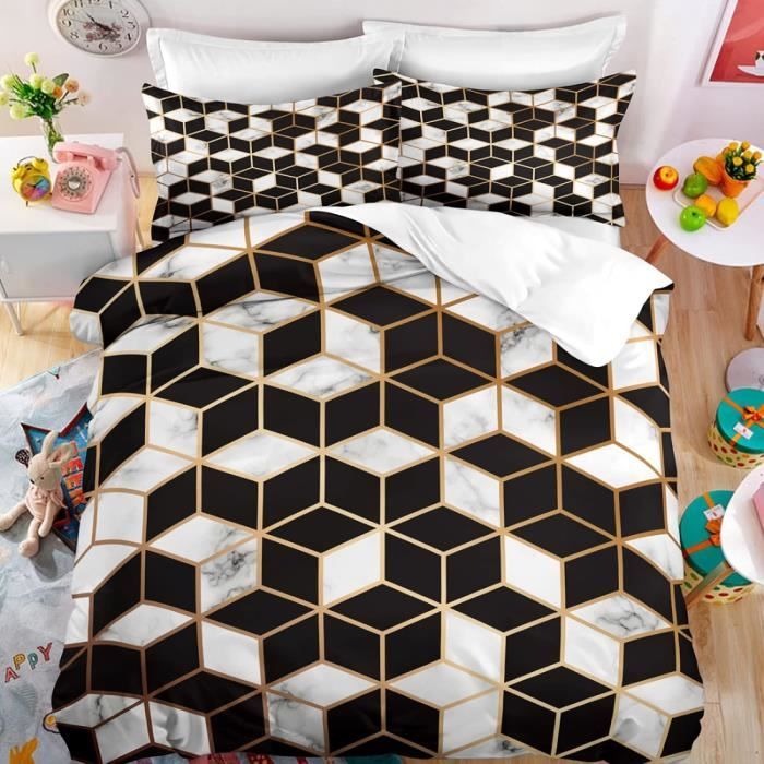 Housse De Couette Fermeture Eclair 140X200 Marbre Parure Lit 140X200