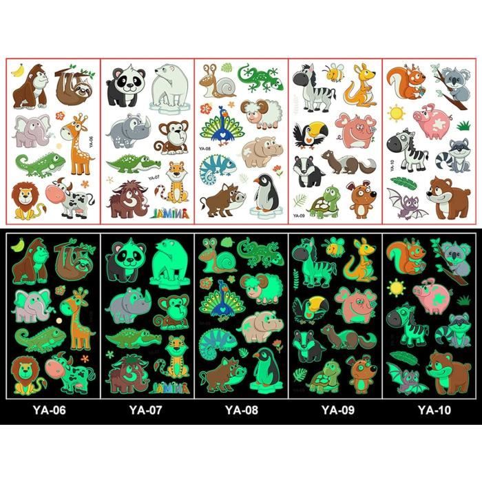 Lot De 10 Feuilles De Tatouages Temporaires Dinosaures Pour Enfants - Imperméables Et Multicolores