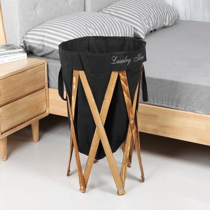 Panier à linge pliable cadre sac sale usage domestique en bois (noir)-XIS -  Cdiscount Maison