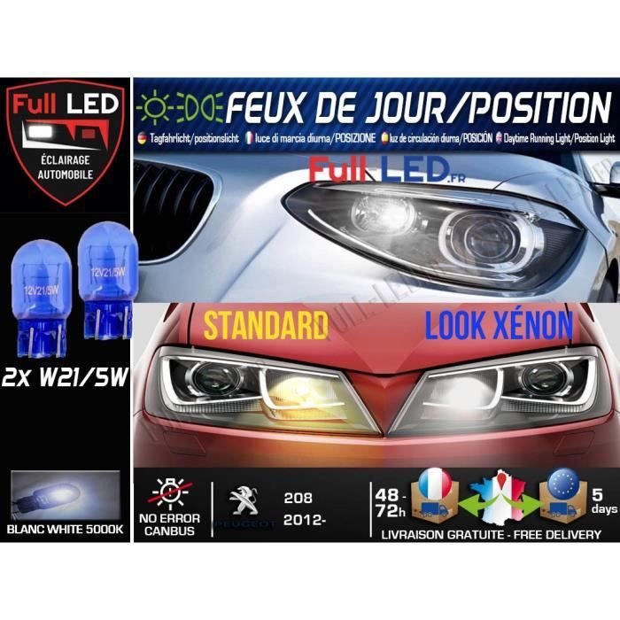 Ampoules W21/5W Look Xénon -Feux de jour et de position - Peugeot 208 -  Cdiscount Auto