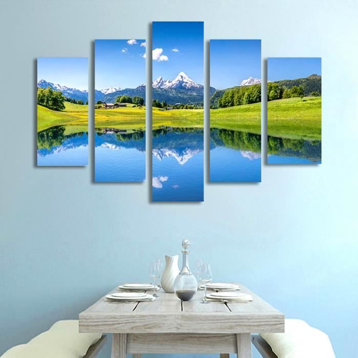 Nature Neige Montagne Paysage Toile Peinture Blue Lake Wall Picture  Décoration Décoration murale Décoration Modulaire Peintures - Achat / Vente  objet décoration murale - Cdiscount