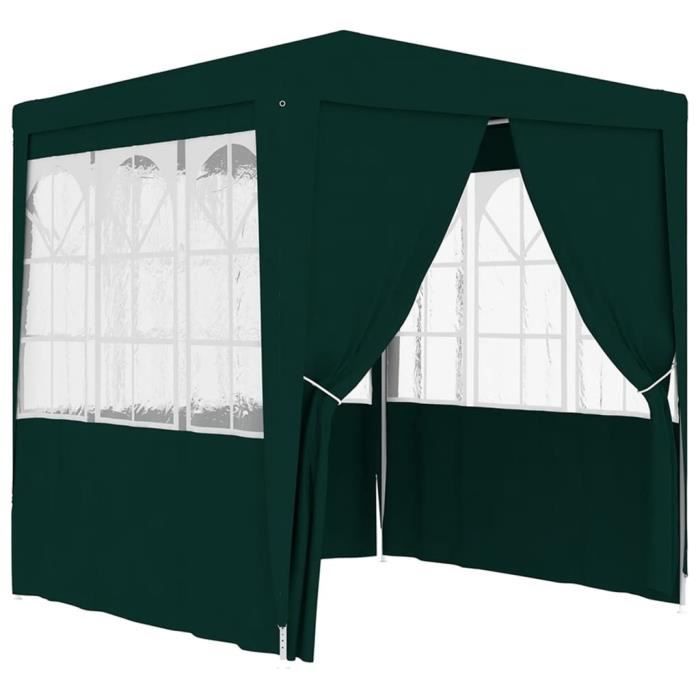 JILL®1583 MODE Tente de réception Tonnelle Chapiteau avec parois latérales 2x2 m Vert 90 g-m²