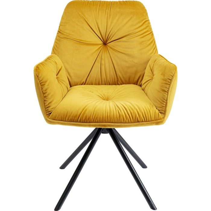 Chaise avec accoudoirs pivotante Mila velours jaune Kare Design Chaise avec accoudoirs pivotante Mila velours jaune Kare Design