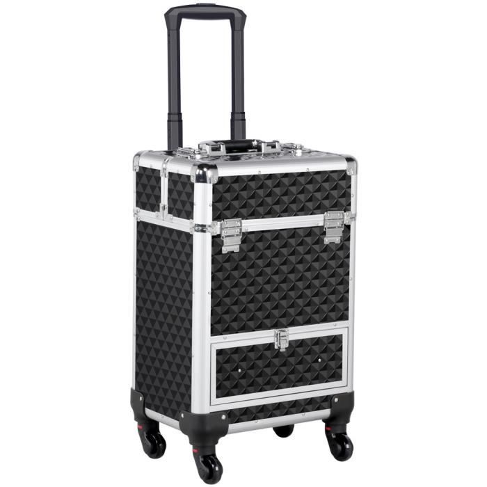 Malette Maquillage Roulettes Valise à Comestique Boîte Beauty Case avec  Serrures Tiroir Cadre en Alu 34 x 24 x 55.5cm Yaheetech - Cdiscount  Bagagerie - Maroquinerie