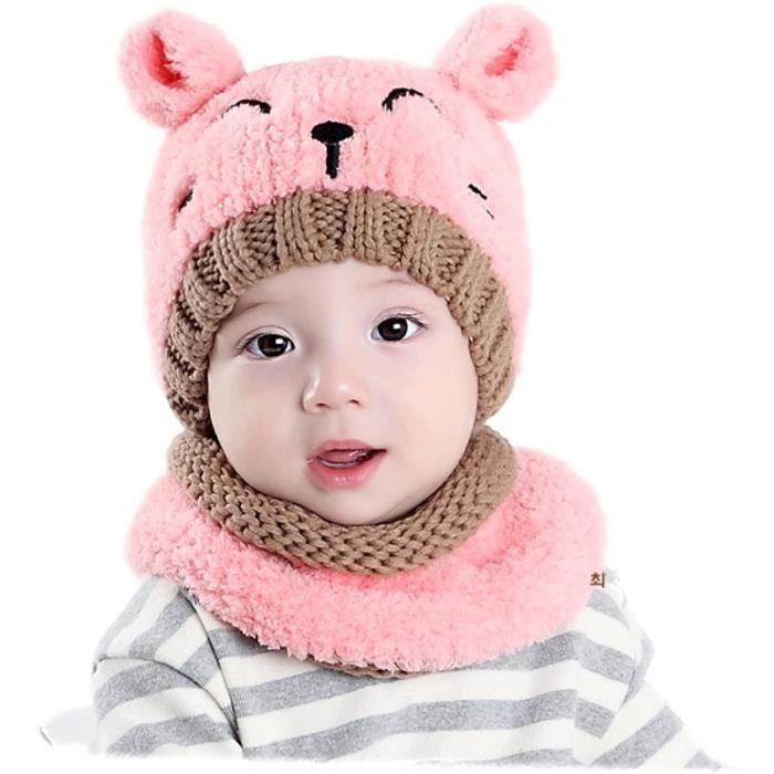 Bonnet Bebe Fille Hiver Bonnet de bebe ours et son echarpe en laine tricote garcon ou fille tout doux pour garder voter bebe bien. Cdiscount Pret a Porter