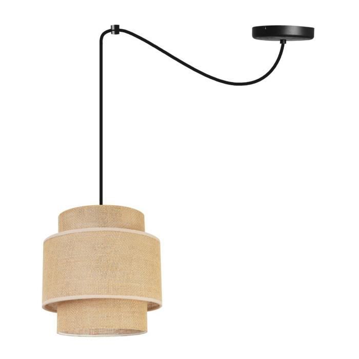 Light-Home Boho Spider Abat Jour Suspension Luminaire Lustre - Moderne Plafond - E27 - À 1 Lumières - Noir Base et Jute