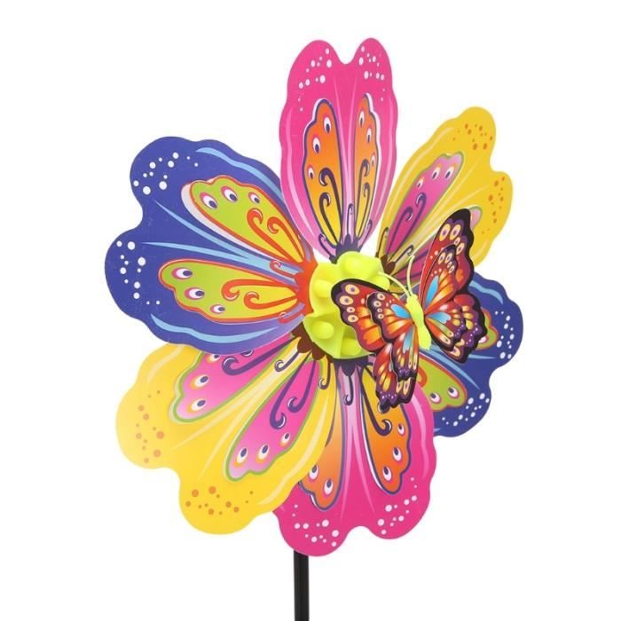 papillons et fleurs décoration de jardin ornement multicolore extérieur Vent Spinner 1 pièce de couleur aléatoire ECMQS Moulin à vent des jouets 